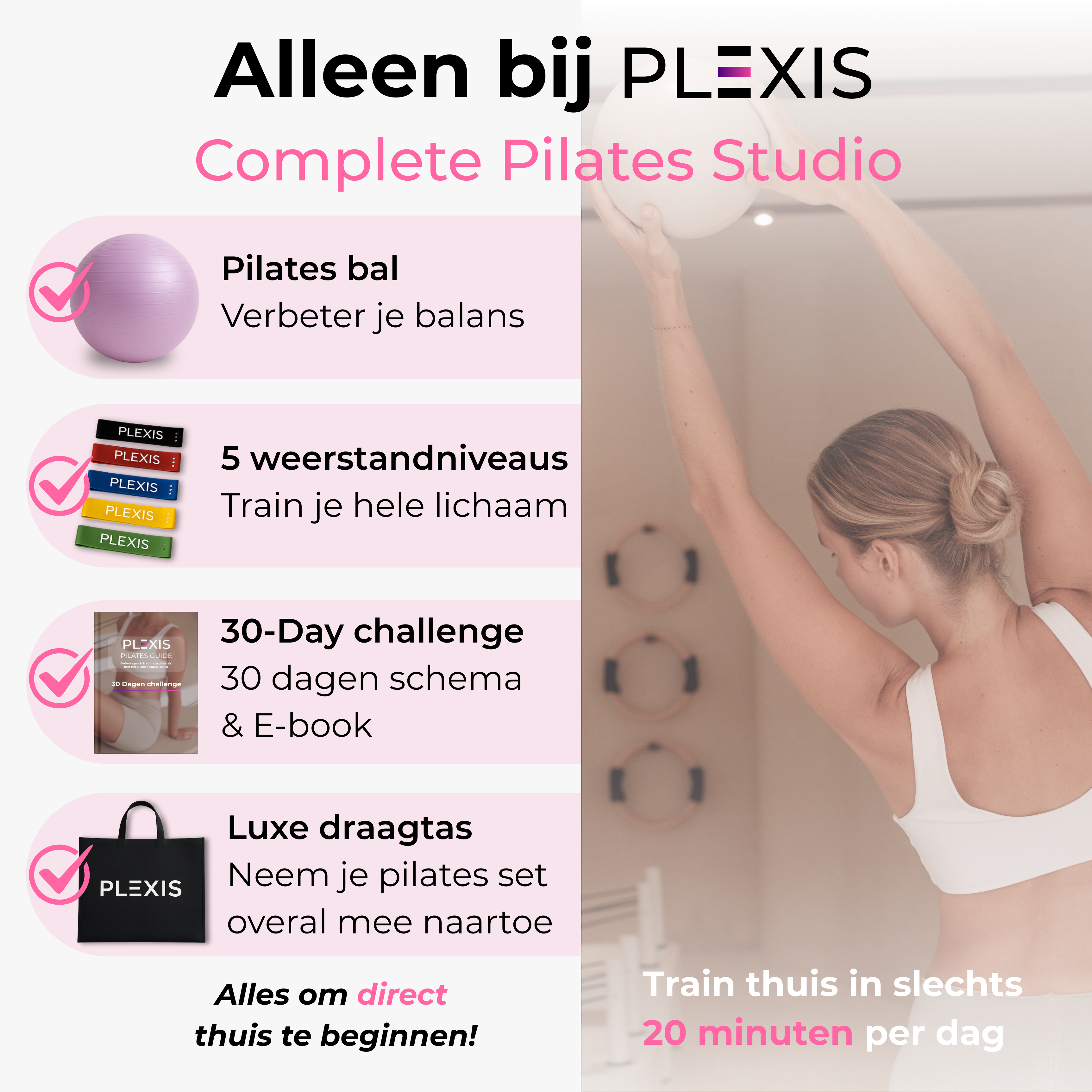 Plexis Pilates Board - Roze