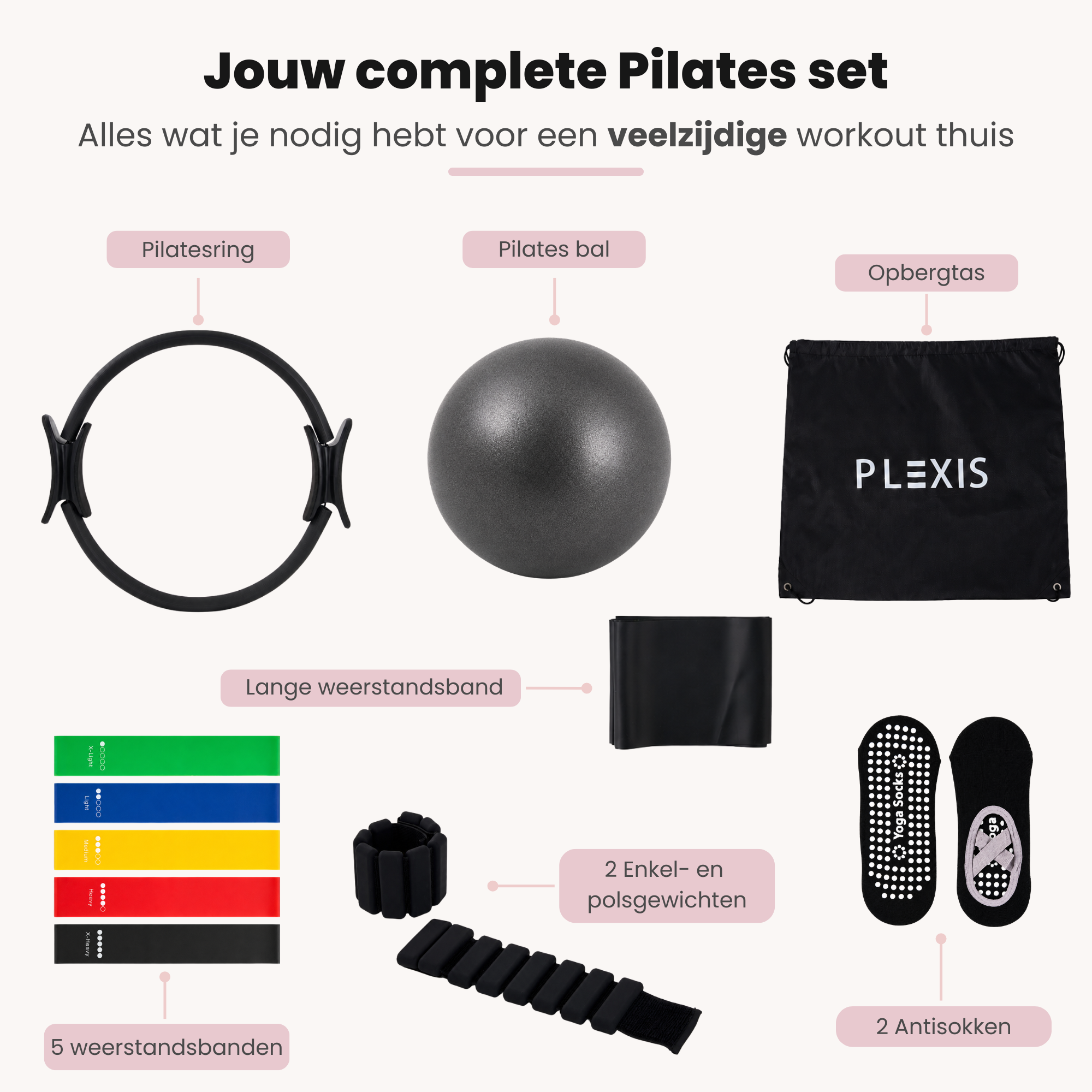Plexis Pilates set 14-delig - Zwart