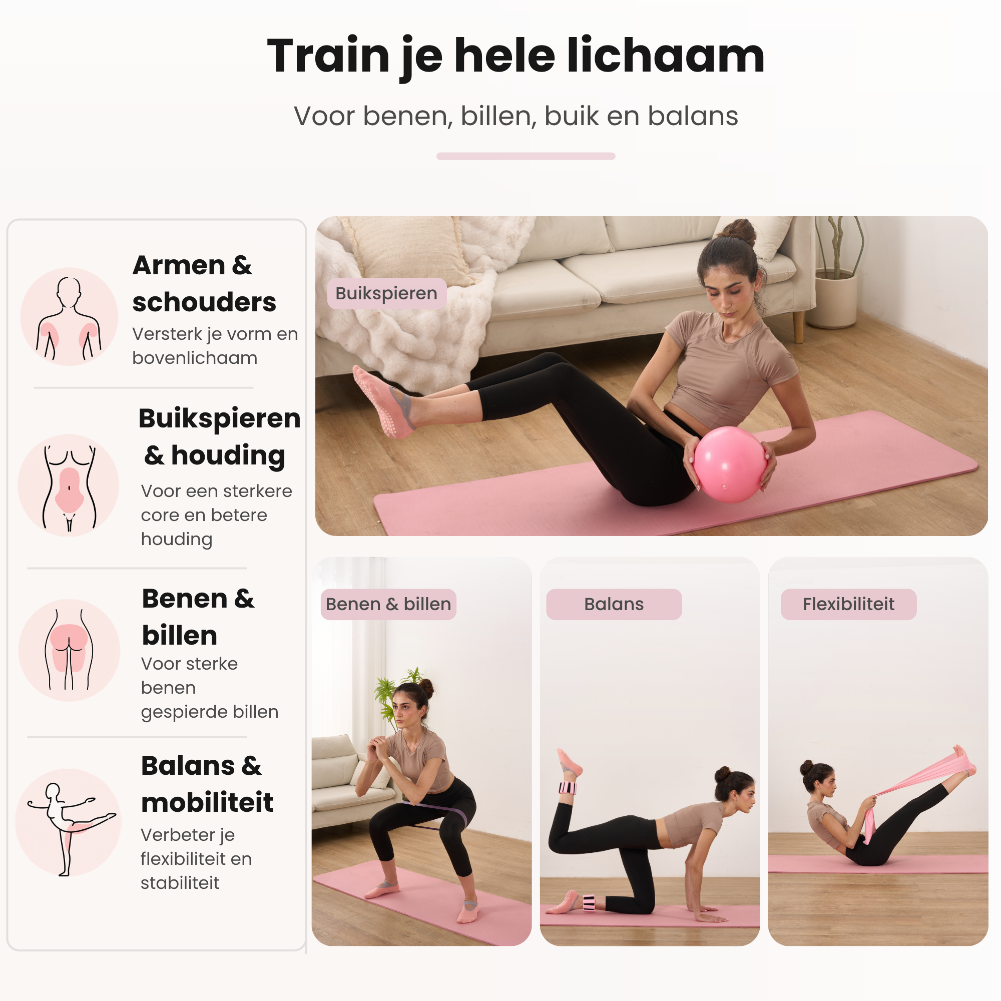 Plexis Pilates set 14-delig - Roze