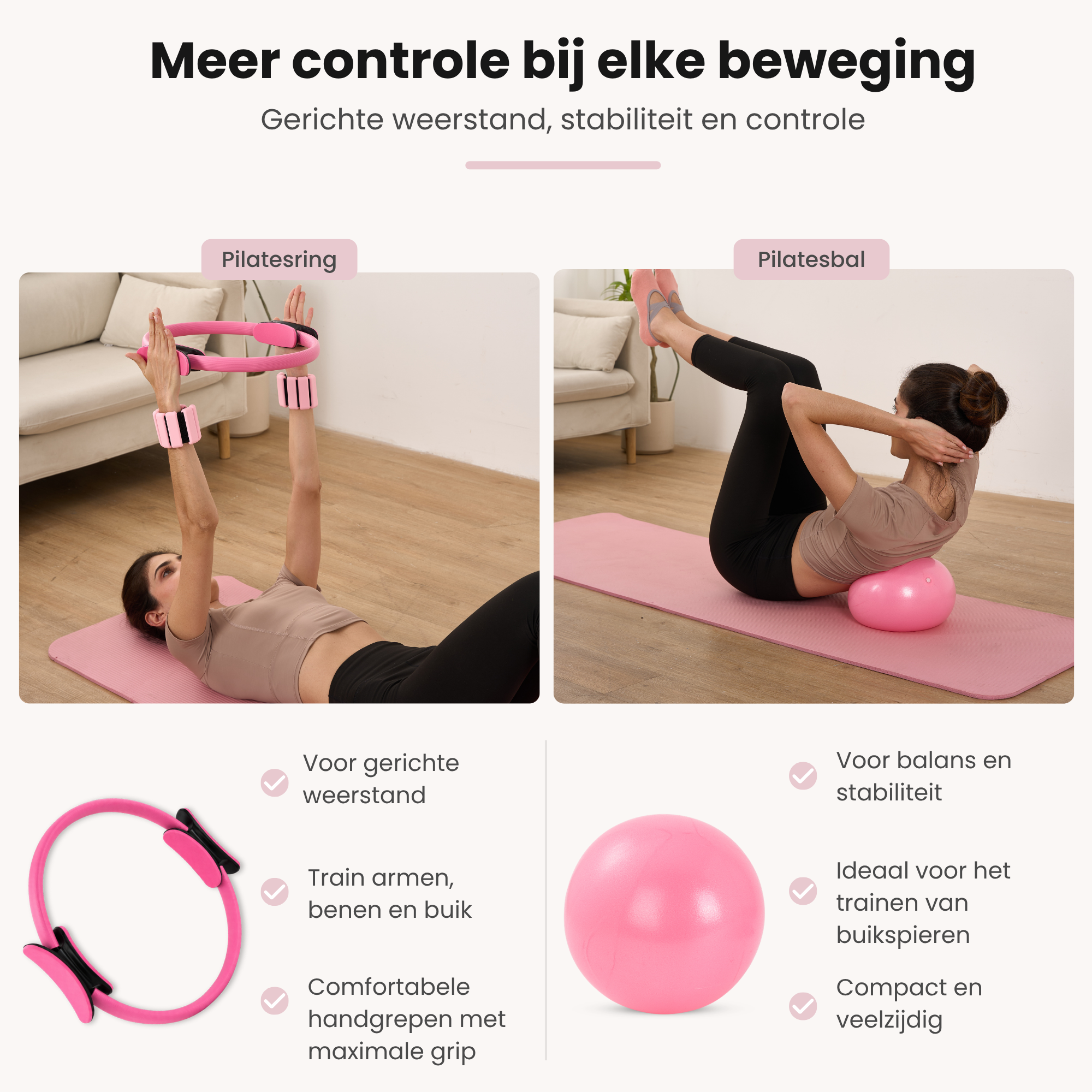Plexis Pilates set 14-delig - Roze