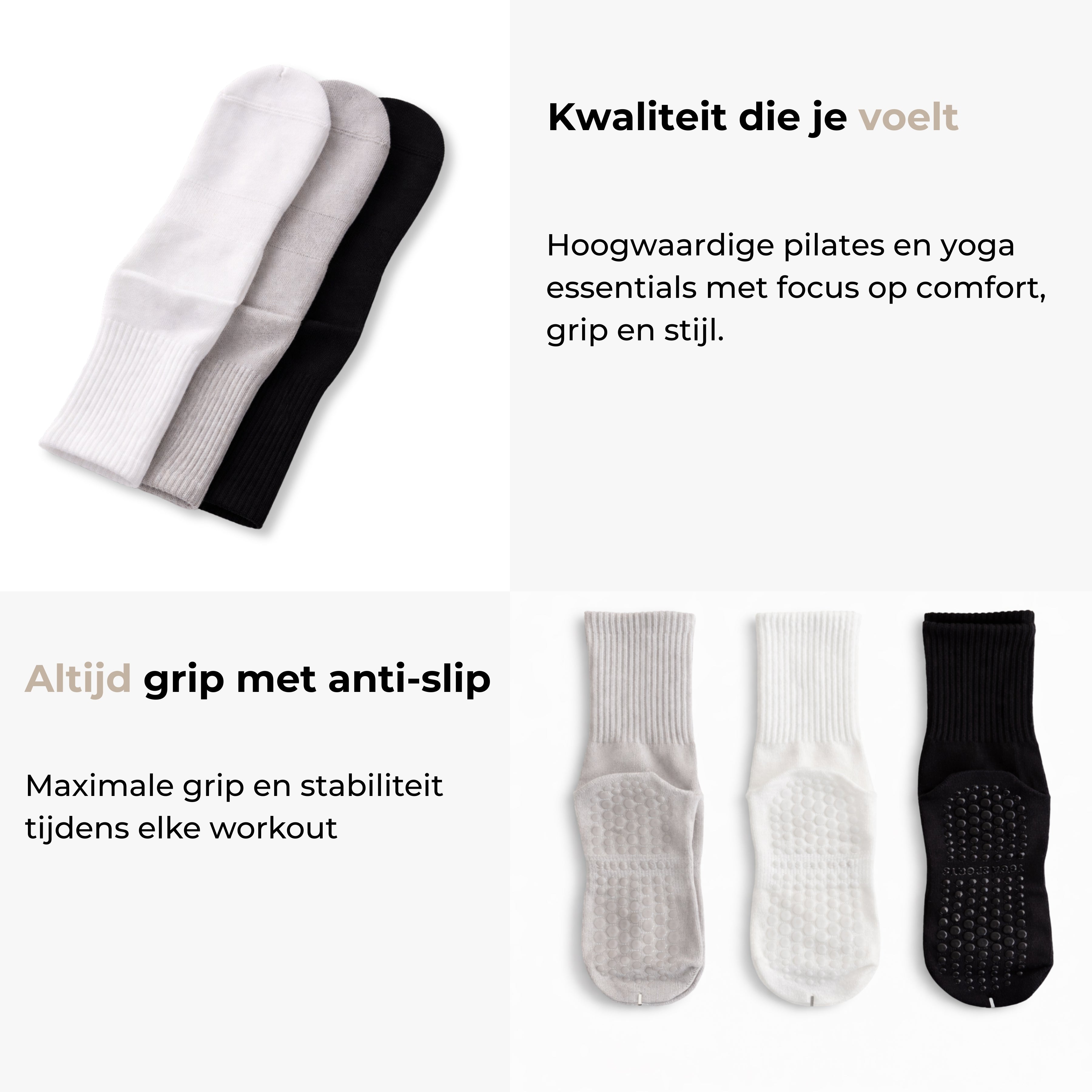 Plexis Pilates Sokken – Antislip (3-pack)