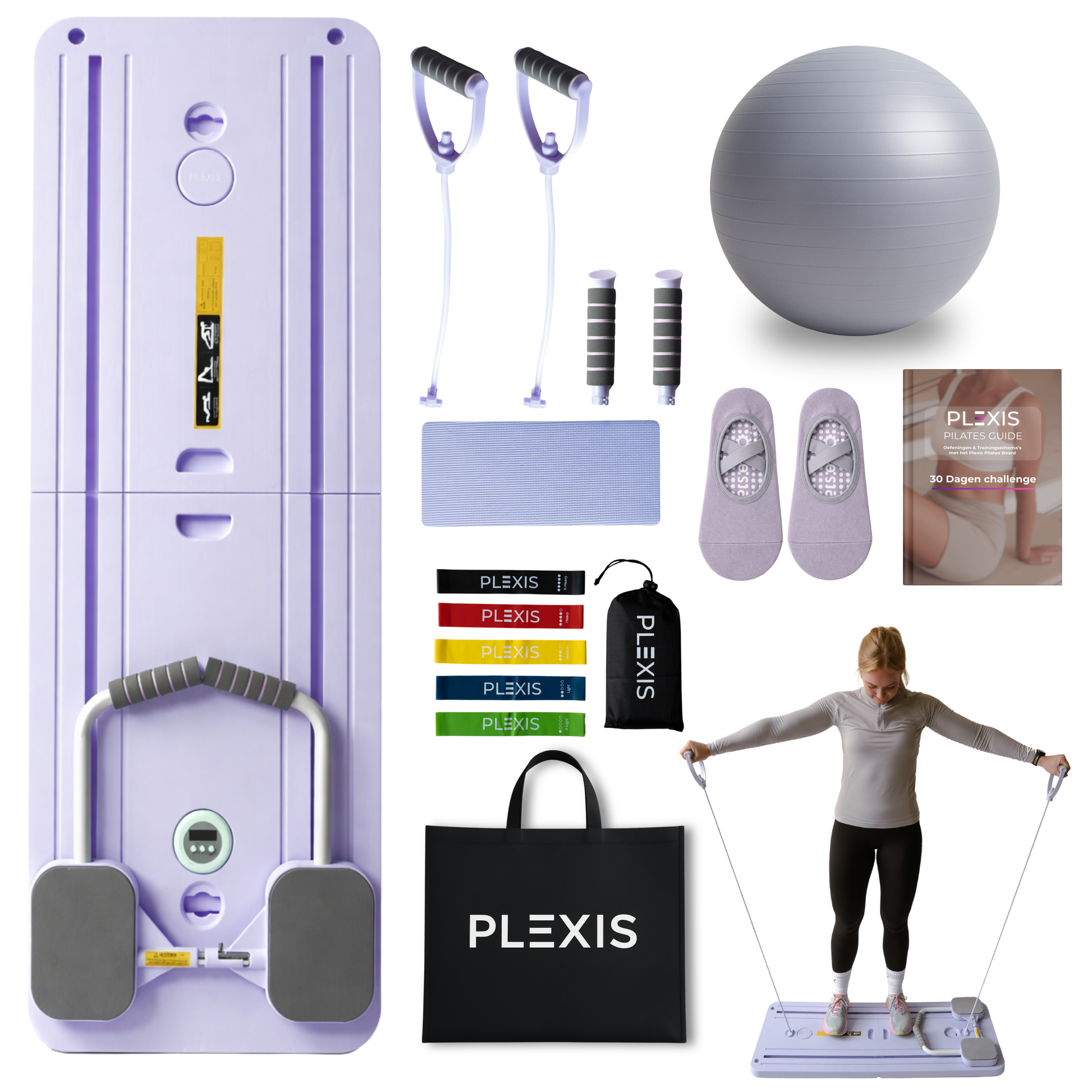 Plexis Pilates Board Paars – 10-in-1 pilates reformer board voor thuis
